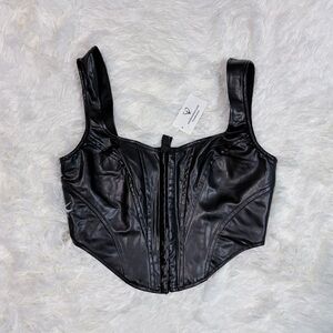 Windsor Black Leather Corset Top